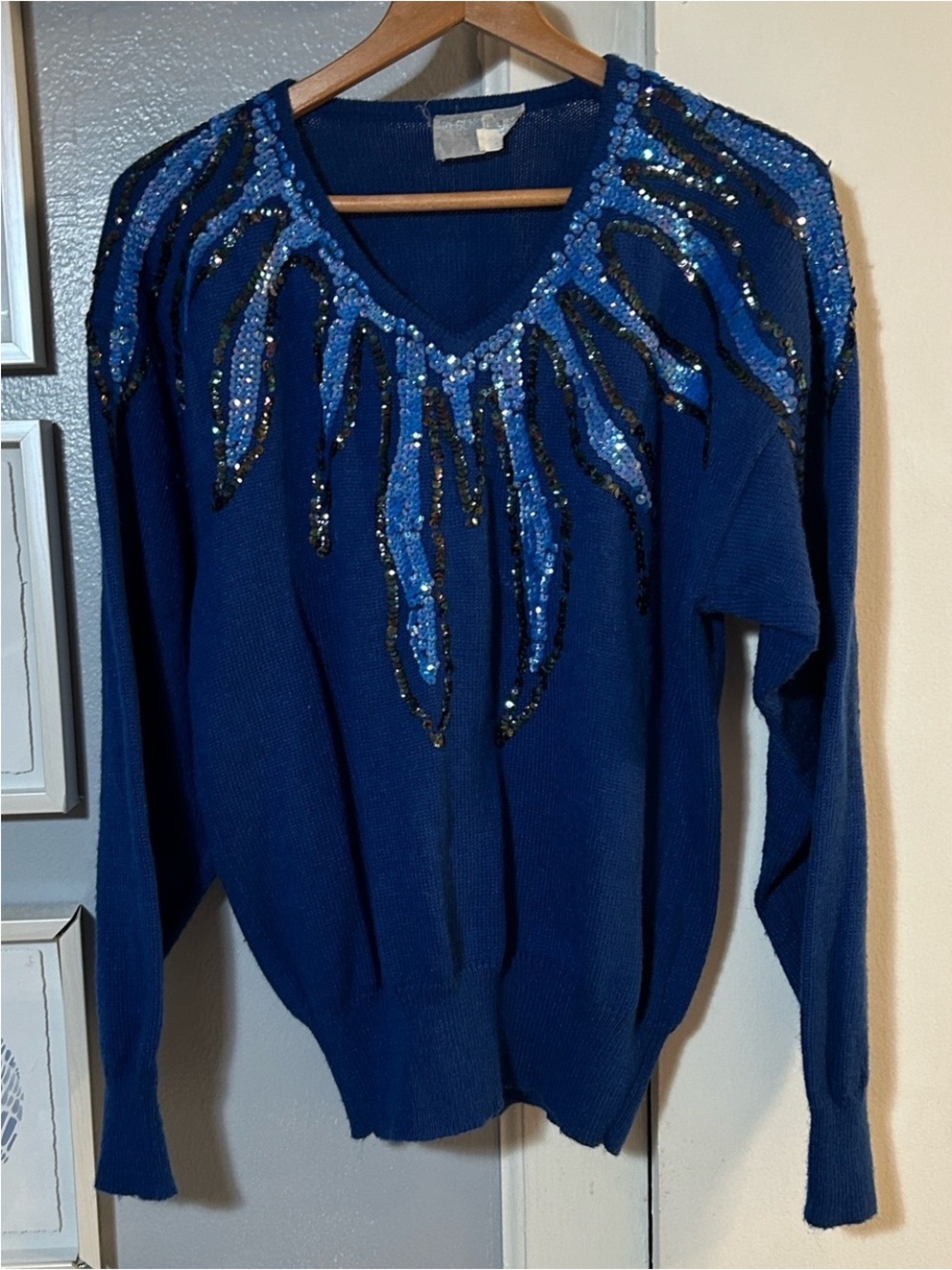VTG Regency Collection for Joyce Women’s Blue Sequin Pullover Sweater Size L